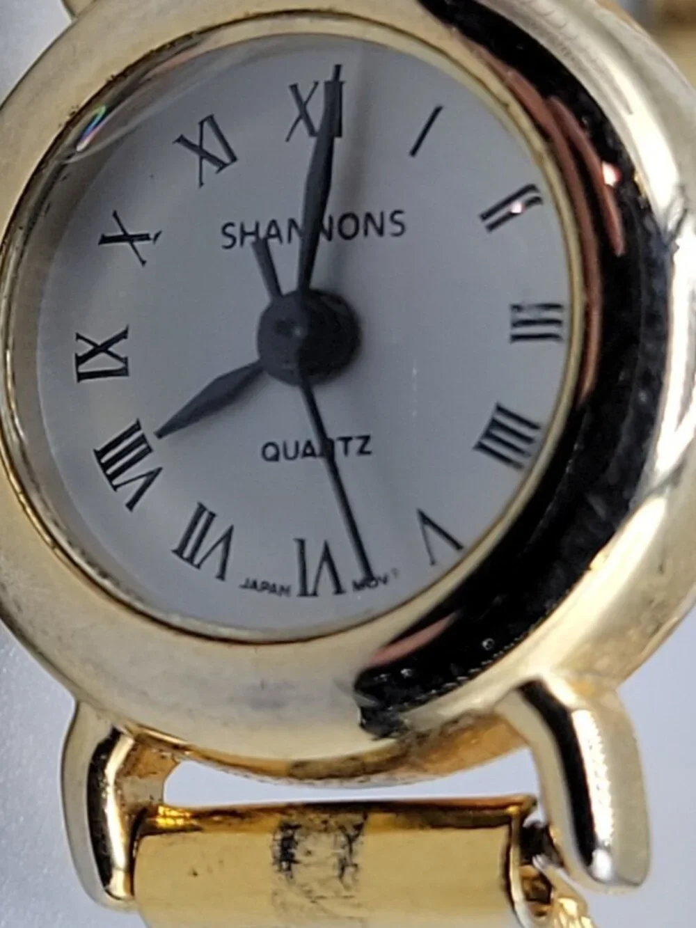 Vintage Shannons Ladies Watch Gold Tone Mesh Band Polished Case 20.5mm 7